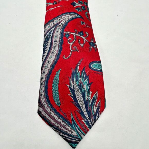 VINTAGE Wembley Neck Tie - Paisley - Red Blue Gray/Grey - Made in USA - Picture 2 of 6